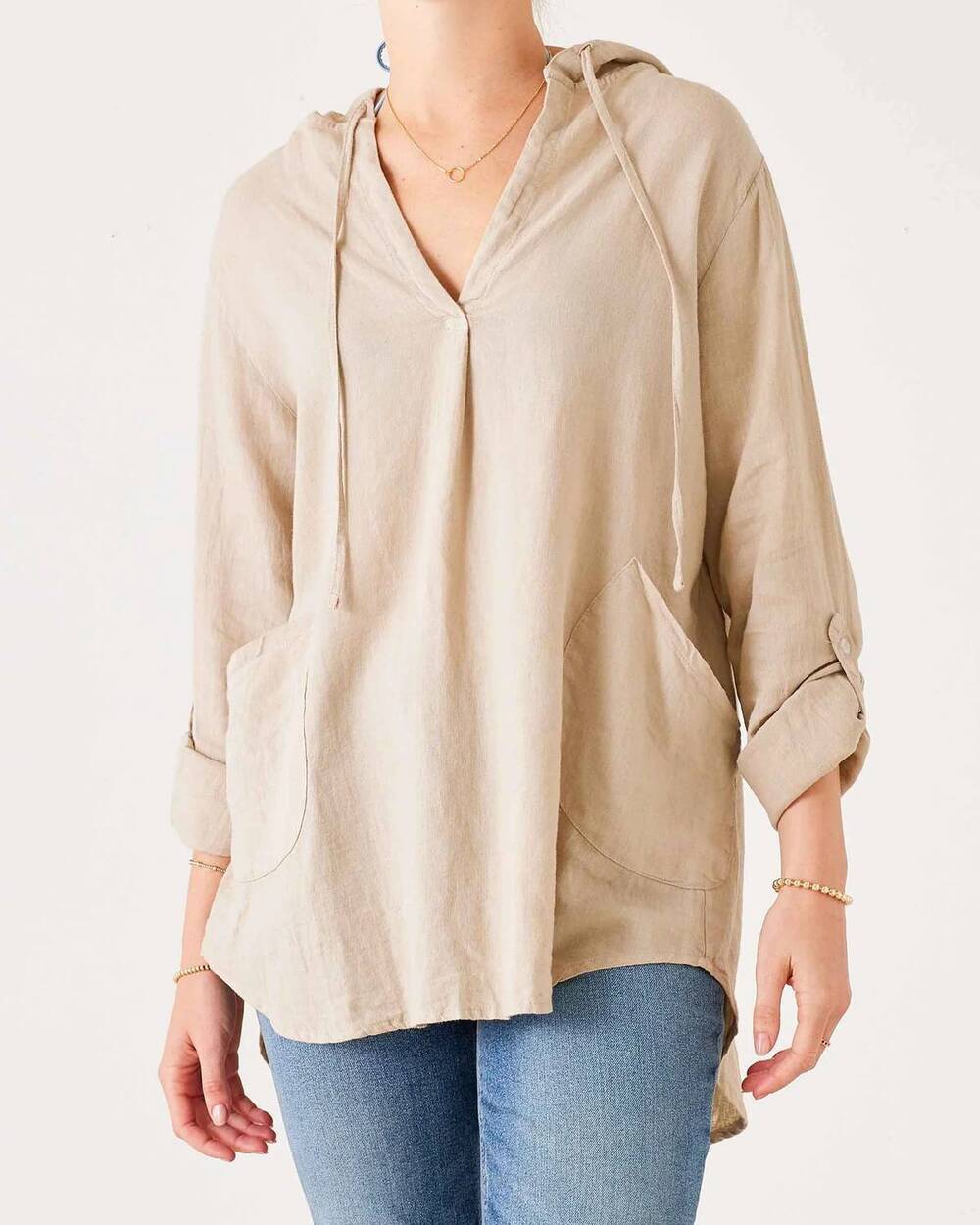 NEW MERSEA hermosa hooded linen tunic in cream